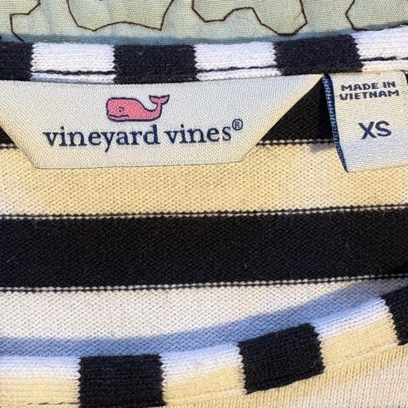 VINEYARD VINES Long-Sleeve Cotton Striped Navy/White Dress in Deep Bay Sz XS - Picture 9 of 11